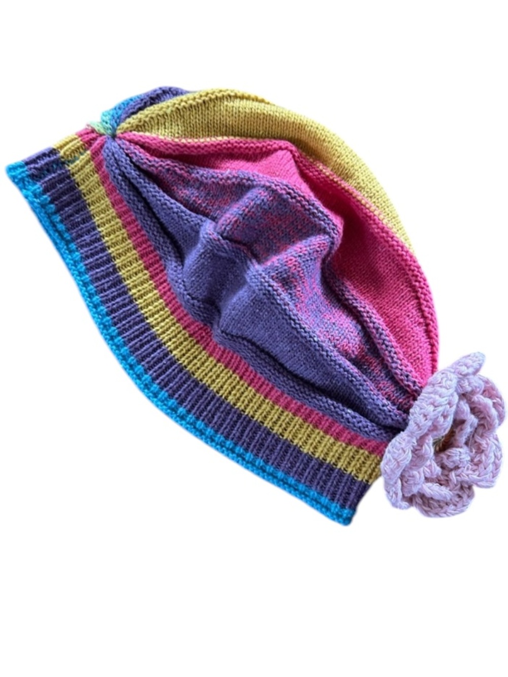 Multicolor Striped Knit Beanie Hat